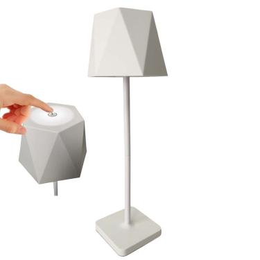 Imagem de Luminaria Abajur Mesa LED 3 Tons Bateria Recarregavel USB Casa Quarto Sala Trabalho Escritorio Recepçao Iluminaçao Moderno Decorativo