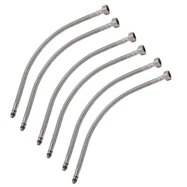 Imagem de Engate Monocomando Kit 3 Uni Rabicho 80cm Mangueira Par Misturador Flexivel Torneira Pia Cozinha Banheiro Agua Quente Fria