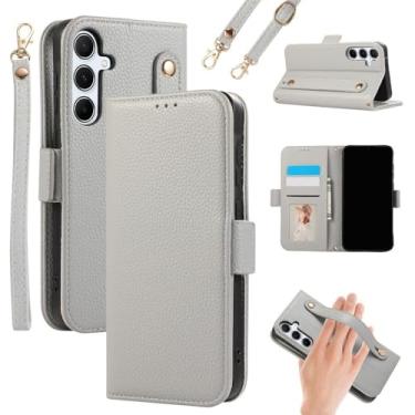 Imagem de Capa de celular com alça de pulso transversal para Samsung Galaxy S24 Ultra S23 S22 Plus S21 FE A05 A05S A55 A35 A15 Carteira com porta-cartões, azul, para Galaxy A13 (4G5G)