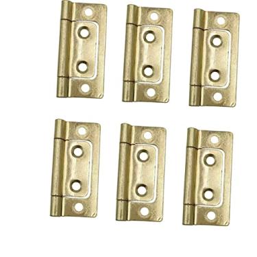 Imagem de Dobradiças de porta de 5 cm sem encaixe, dobradiças de caixa dobradiças de caixa resistentes ferragens vintage para móveis, pacote com 6, ouro