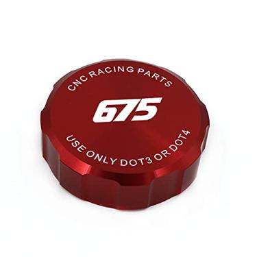 Imagem de crazy sport Tampa do reservatório de fluido de freio dianteiro compatível com DAYTONA675 675 2006-2016 Acessórios de motocicleta Tampa do cilindro mestre (vermelha)