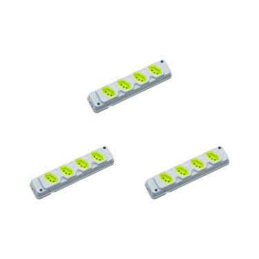 Imagem de Kit C/3 - Tomada Barra Fiolux Quadrupla 2Polos+T20A Cinza