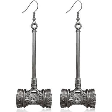 Imagem de Hanavigar Brincos vintage dourado simulação anime martelo leve pingente declaração indiano Halloween bronze étnico brinquedo gancho brincos para mulheres joias presente, Metal, Sem pedra preciosa