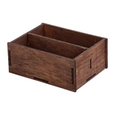 Imagem de ＫＬＫＣＭＳ Organizador de mesa de madeira com compartimentos Organizador de armazenamento de mídia multiuso Holder de controle remoto para vaidade da sala de, 1 Camada Sem Alça