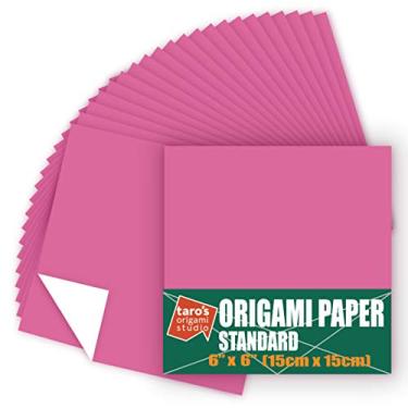 Imagem de [Estúdio de origami Taro] Padrão 15 cm Uma Cor Única Lateral (Rosa) 50 Folhas (todas as mesmas cores) Quadrado Fácil Dobrar Papel Japonês Premium para Iniciante (Feito no Japão)