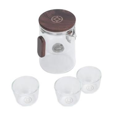 Imagem de Conjunto de chá de Bules Portátil, 330 Ml de Stainers de Bule de Vidro Pequenos Com 3 Xícaras de chá e Bolsa de Armazenamento, Cervejeiro de chá de Vidro de chá para chá de