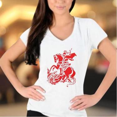 Imagem de BabyLook São Jorge Vermelho - Umbanda Candomblé - Camiseta Feminina - 