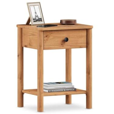Imagem de IDIMEX Mesa de Cabeceira Quarto Madeirado 1 Gaveta Rústico Apoana