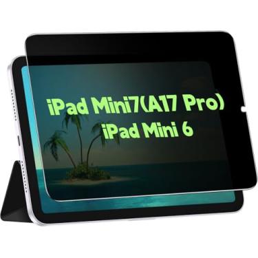 Imagem de CYCFAIML Protetor de tela de privacidade para iPad Mini 7 (A17 Pro) de vidro temperado, antiarranhões, compatível com capas, suporte Apple Pencil e Face ID para iPad Mini 7ª (2024)/Mini 6ª geração