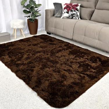 Imagem de Tapete Felpudo Peludo para Sala e Quarto, 100 x 150 cm (MARROM)