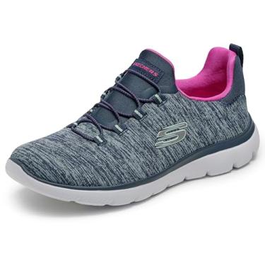 Imagem de Skechers D'Lites Tênis feminino, Azul-marinho/rosa choque, 38