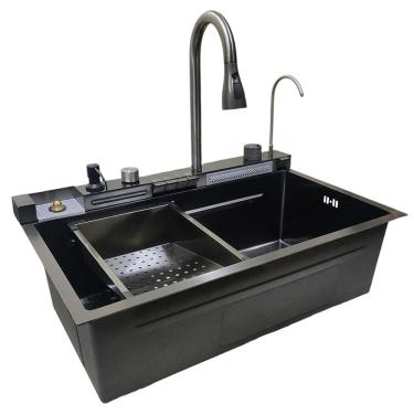 Imagem de Cuba Gourmet Inox Pia Inteligente Premium Cozinha Torneira Dispenser Painel Monocomando Limpador de Copo Area Externa Churrasqueira