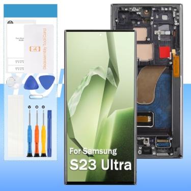 Imagem de Original para Samsung Galaxy S23 Ultra Screen Substituição SM-S918 17.3 cm Tela LCD Touch Screen Digitalizador Vidro Montagem - Preto com Moldura - Ferramentas