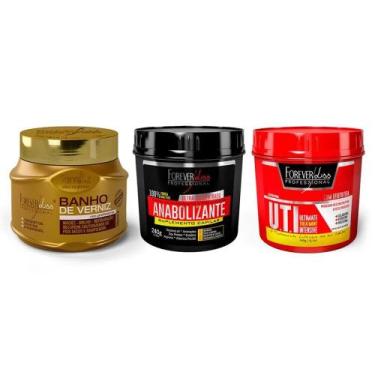 Imagem de Kit Cronograma Banho de Verniz, Anaboli. e Uti Forever Liss