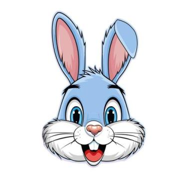 Imagem de Máscara Coelho Da Páscoa Papel Cartão - 5 Unidades - Kaixote, Azul