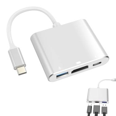 Imagem de Adaptador HUB USB-C 3 Em 1 HDMI 4K USB 3.0 Carga PD Super Rápida Até 100W Dex Thunderbolt 3 Versátil Multiplataformas