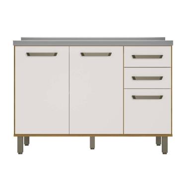 Imagem de Balcão Criare 120cm com Tampo 3 Portas 2 Gavetas Poliman