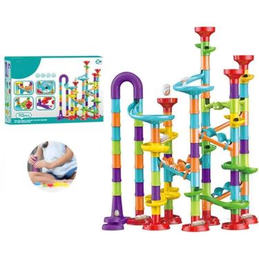 Imagem de Brinquedo Blocos Montar Pista Grande Tubo Bolinhas 113 Pc