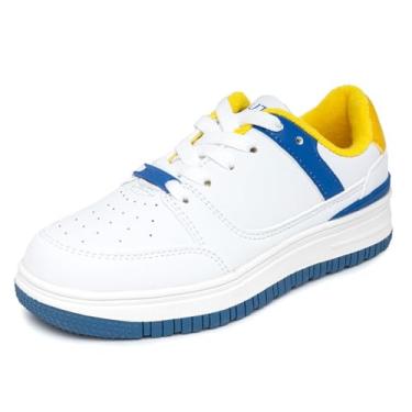 Imagem de Nautica Tênis de cano baixo para meninos, tênis de basquete para crianças, tênis de corrida escolar ao ar livre - Tamanhos para crianças grandes/crianças pequenas, Amarelo cobalto, 18