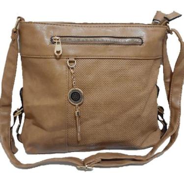 Imagem de Bolsa Feminina, Alça Transversal, divisórias - FF, Marrom claro