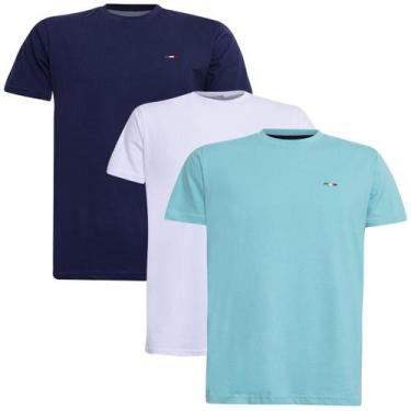Imagem de Kit 3  Camisetas Básicas com Bordado Algodão Itália Masculina - INDUST