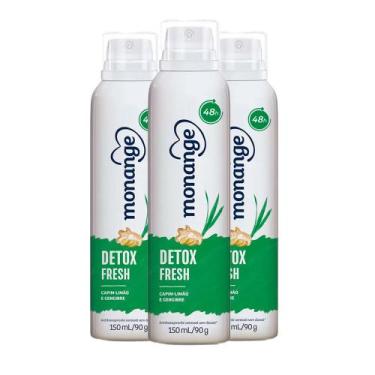 Imagem de Kit Desodorante Aerosol Monange Detox - 90g - 3 unidades