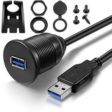 Imagem de OBVIS Cabo de extensão USB 3.0 macho para USB 3.0 fêmea AUX suporte alinhado para carro, caminhão, barco, motocicleta, painel de painel - (1,8 m - 2 metros) - Preto