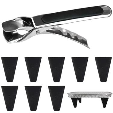 Imagem de Cesta de fritadeira a ar, 8 peças de cesta de silicone para fritadeira a ar para aumentar a altura e 1 pinça de louça, antiderrapante para prateleiras redondas/quadradas, 1,3 x 1,8
