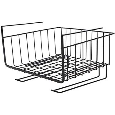 Imagem de Cesta de armazenamento embaixo da prateleira, prateleira de armazenamento para pendurar cesta de arame de ferro suporte de estante, organizador de cesta de armazenamento para cozinha, escritório