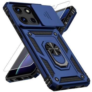 Imagem de Weycolor Capa para Moto G Stylus 2025 com capa para lente de câmera, protetor de tela HD, proteção contra quedas de grau militar de 3 m, suporte de anel magnético, capa protetora para celular, azul