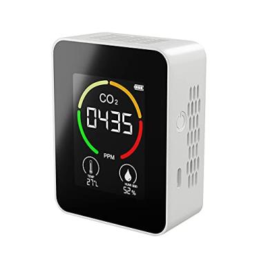 Imagem de Portátil CO2 Detector Temperatura Umidade Medidor Interior CO2 Monitor Detector De Dióxido De Carbono Monitor De Qualidade do Ar Com Display LCD, Ideal para Casa, Estufa, (WHITE)