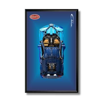 Imagem de Quadro Expositor para Carro Bugatti 50x80cm, Impressão UV no Acrílico, Incluso 2 Ganchos, Moldura Preta (Opção A)
