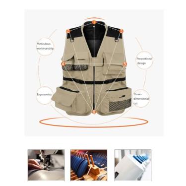 Imagem de Colete De Pesca Sem Mangas Respirável De Malha Sem Mangas Com Zíper Para Homens, Jaqueta Leve Para Fotografia Caça Com Vários Bolsos Verão, Para Seu Acampamento, Caminhada, Escalada(Red,4X-Large)