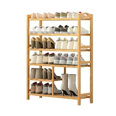 Imagem de JNQLLDS Sapateira de bambu, prateleira de 5 níveis, prateleira de banheiro, sapateira com 4 prateleiras, grande capacidade de armazenamento, armário de sapatos de bambu para corredor, quarto, salas