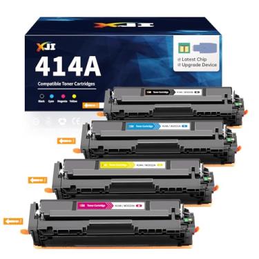 Imagem de XJI Cartuchos de toner compatíveis com 414A (com chip) para HP 414 A X W2020A W2021A W2022A 414X Ink pacote com 4, para impressora Color Laser Jet Pro MFP M479fdw M479fdn M479 M454dw M454dn M455dn