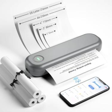 Imagem de Bisofice Impressora térmica portátil A4 sem fio e conexão USB com computador móvel 50 mm/56 mm/77 mm/107 mm/210 mm/216 mm (5.1 cm/7.6 cm/10.2 cm/20.3 cm/21.6 cm) tamanho de papel carta A5 dos EUA para