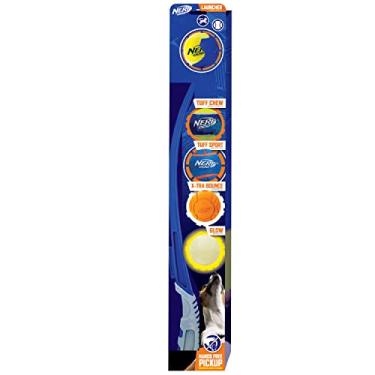 Imagem de Nerf Dog Lançador de ataque de ar translúcido de 63,5 cm, conjunto de presente de brinquedo para cães com cinco bolas de 6,3 cm, leve, durável e resistente à água, para raças pequenas/médias/grandes