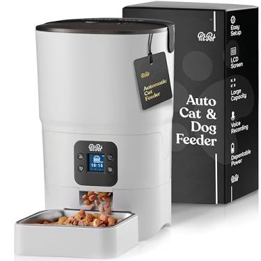 Imagem de Alimentador automático inteligente para gatos – Dispensador automático confiável de comida para gatos de 6 L com tela LCD para fácil configuração. Alimentador automático para cães com controle de