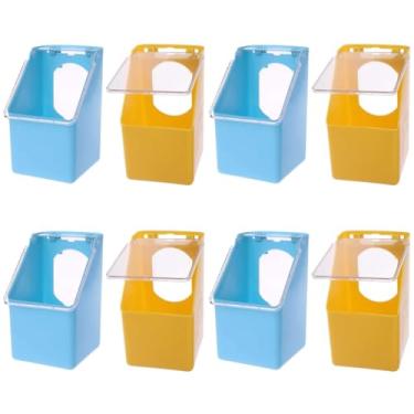 Imagem de FRCOLOR Alimentadores de pombos, 8 peças, comedouro de pássaros suspenso e combinação de água para pombos e papagaios, recipiente de comida de plástico fácil de limpar, suprimento de gaiola para