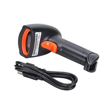 Imagem de Scanner de código de barras, leitor USB de código QR 1D/2D, portátil, gota de leitura de 360° para detecção de sistema POS, loja, armazém (preto laranja)