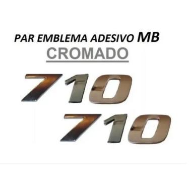 Imagem de Par Emblema Caminhão Mb 710 Adesivo Cromado Lateral (2pç) - Cavallaro 