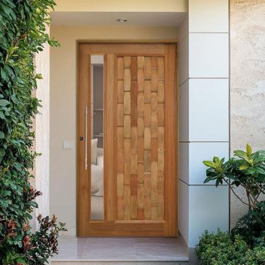 Imagem de Porta Pivotante Couro em Pé com Visor Batente 14 Puxador Tubo 80 CM 110 X 210 Direito Rodam