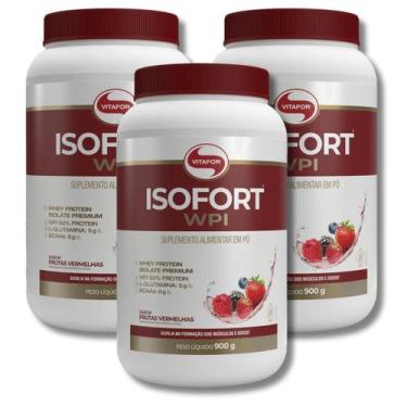 Imagem de KIT 3 Isofort WPI Frutas Vermelhas Whey Isolado 900g Vitafor