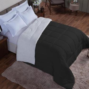 Imagem de Coberdrom Sherpa Tecido Nobre 400 Fios Casal Queen Casa Dona, PRETO, Q