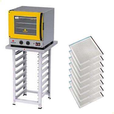 Imagem de Kit Forno Elétrico Progás Turbo Fast Oven 127V Com Mesa PRP-004 G2 E 8 Bandejas Imeca