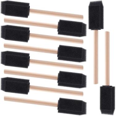 Imagem de Winsyison 10 pincéis de tinta de espuma, ferramenta de pintura de esponja de 2,5 cm com cabo de madeira, pincel de esponja preta para pintura de vernizes e artesanato faça você mesmo