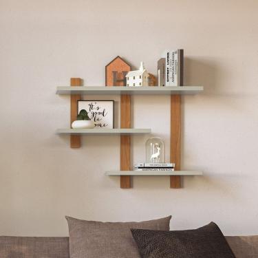 Imagem de Nicho para Sala de Estar em Mdf Industrial Freijó / Off White