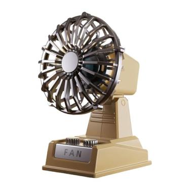 Imagem de Ioensy Mini ventilador de mesa recarregável com cabeça ajustável, ventilador pessoal portátil para resfriamento de casa, escritório e carro, Bege