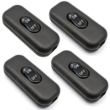 Imagem de Interruptor de botão liga/desliga, pacote com 4 interruptores de cabo de controle DPST PLUSPOE para lâmpada de mesa de quarto, lâmpadas de LED, aparelhos