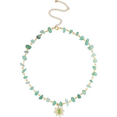 Imagem de Sacina Colar Boho Hippie Sol, Gargantilha de Cristal, Colar Boho, Hippie, Presente de Natal para Mulheres, Liga de zinco, aço inoxidável, cristal natural, Sem Pedra Preciosa